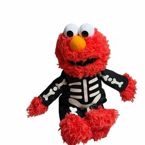 Sesame Street 14" ELMO Spooky Skeleton Costume Plush Doll GLOW IN THE DARK -2017